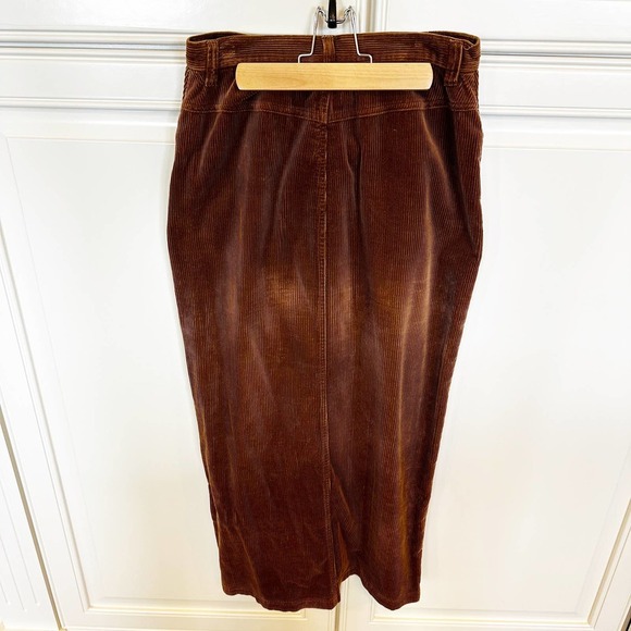 Carole Little Women’s Brown 90’s Y2K Corduroy Cotton Midi Skirt Academia Vintage - Picture 7 of 7